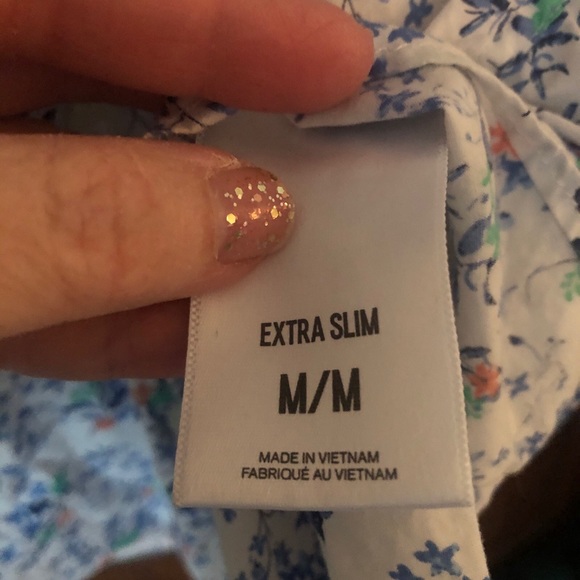 Express button down floral shirt athletic extra slim cut M 15 1/2 - Picture 5 of 10